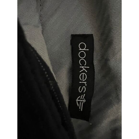 Docker Trousers, Navy color with Pinstripe and wide leg, size is 8 item #B150 - Picture 4 of 4